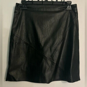 THML Womens Vegan Leather Black A-Line Back Zip Seamed Front Mini Skirt